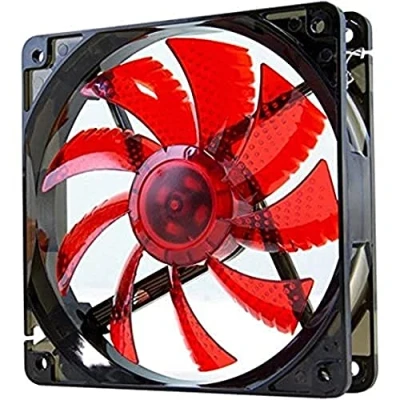 Imagen de Nox Coolfan NXCFAN120LR Ventilador Caja PC 120mm, 9 aspas traslúcidas, rodamientos larga duración, 4 LEDs, silencioso, conector 3 y pines, color rojo negro