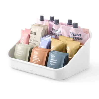 Imagen de Umbra Bellwood Organizador de Armario Almacenamiento con 3 Compartimentos, Blanco/Natural, 27x20x13 cm