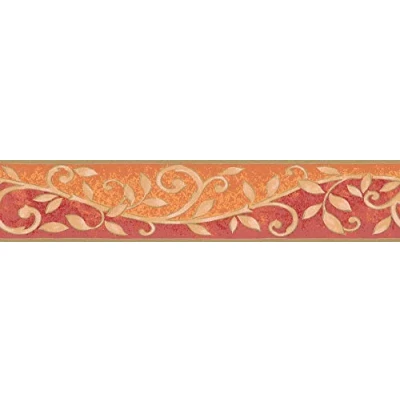 Imagen de A.S. Création Cenefa de papel con flores maravillosas en naranja, rojo y beige, rollo 5,00 m x 0,13