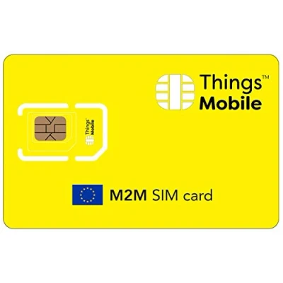 Imagen de Tarjeta SIM M2M Europa Things Mobile con Cobertura Global y Red Multi Operador GSM/2G/3G/4G LTE, sin costes fijos, vencimiento tarifas competitivas, 10 de crédito Incluido