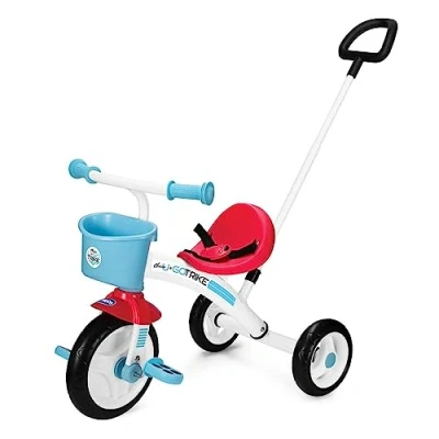 Imagen de Chicco Triciclo U GO 2en1, para Niños con Mango de Altura Ajustable, Cinturón y Compartimento Almacenaje, Juguetes 18 Meses a 5 Años, Máx. 20 Kg, Color Blanco/Azul