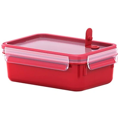 Imagen de Emsa Recipiente hermético para Almuerzo, Caja con Compartimentos, Cierre, microondas, plástico, Rojo, 1 L
