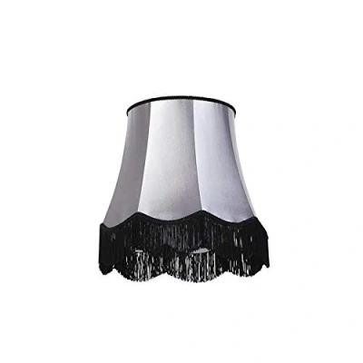 Imagen de QAZQA Retro/Vintage seda Pantalla gris/negro 45cm GRANNY, lámpara colgante,Pantalla de pie