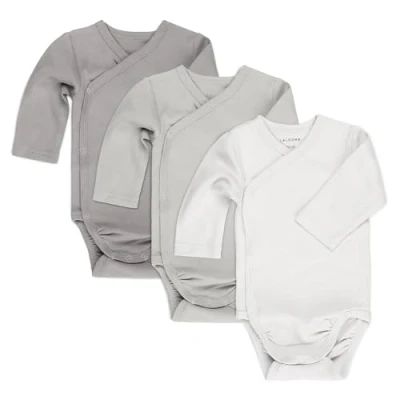 Imagen de LaLoona Pack Body Bebe Algodón 100% 3 Ud. Bodies Manga Larga para Recién Nacido, Cruzado Certificado OekoTex 100, Ropa Bebé