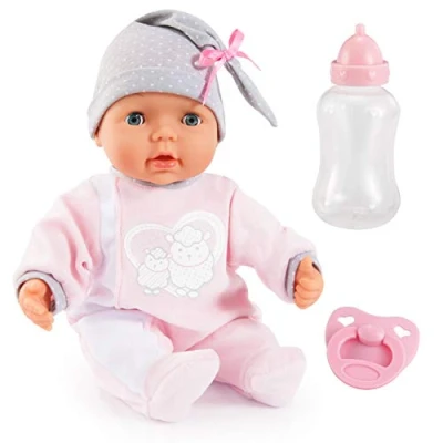 Imagen de Bayer Design Muñeca 38 cm, Piccolina Interactive, con 26 Sonidos de bebé y Accesorios, Color rosa,gris (93829AA) , color/modelo surtido