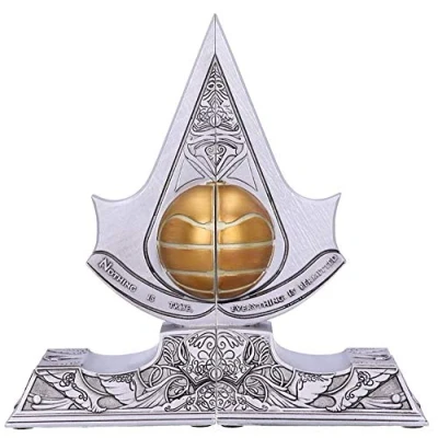 Imagen de Nemesis Now Sujetalibros de Resina con Licencia Oficial Assassin&#039;S Creed Apple of Eden, Plateado, 18,5 cm