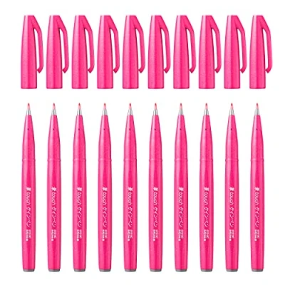 Imagen de Pentel Rotulador Touch con punta de pincel. Color rosa. Pack 10