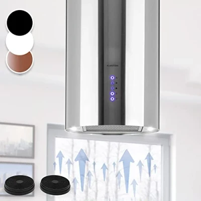 Imagen de Klarstein Campana Isla Cocina, Extractor para Islas, Techo con Flujo de Aire 650m3/h y Temporizador, Extractora Regulable, Humos 3 Modos Filtros Carbón Activo