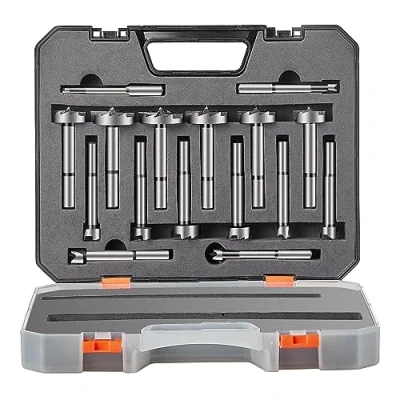 Imagen de VEVOR Brocas Forstner 16 PCS Juego de Perfiladoras 1/4&quot; a 1 5/8&quot; Longitud 60 mm Acero al Carbono HRC48 51 Accesorio para Taladrar en Madera Dura Contrachapada Carpintería