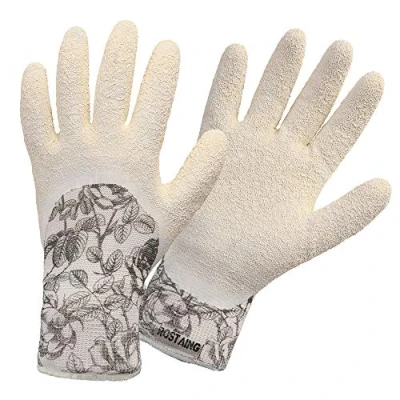 Imagen de Rostaing Flower IT08 Guantes de jardinería lavables impermeables naturales látex talla 08, color blanco roto, 8
