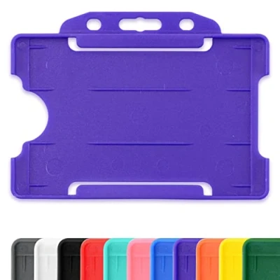 Imagen de CKB LTD 10 soportes rígidos de una cara para tarjetas identificación abierta, horizontal, con capacidad 86 mm, 54 tamaño tarjeta crédito CR80, color morado 9cm x 6.5cm