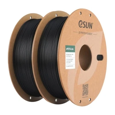 Imagen de eSUN PETG Filamento 1.75mm, de Alta Dureza, 1KG por Carrete, 2 Carretes para Impresoras 3D,Negro+Negro