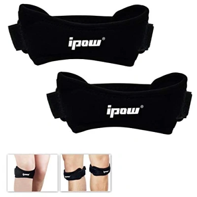 Imagen de IPOW [2 PCS] Rodillera rotuliana deportiva suave y transpirable, hombre ajustable para running correr escalada voleibol fútbol baloncesto, knee active plus mujer/hombre, Negro