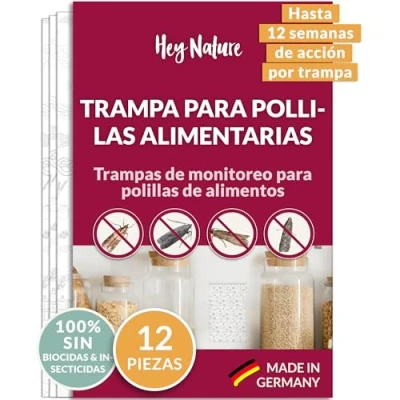 Imagen de Hey Nature trampa para polillas de los alimentos, 12 piezas, antipolillas sin insecticidas con efecto atracción máximo detectar la infestación, alimentos cocina monitora