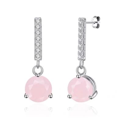 Imagen de Philip Jones Pendientes de gota plata ley con Cuarzo rosa, rosa
