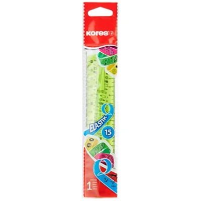 Imagen de Kores Elastik: Regla flexible de 15 cm con borde entintado para niños y estudiantes, ligera, material escolar oficina, paquete 1 en varios colores