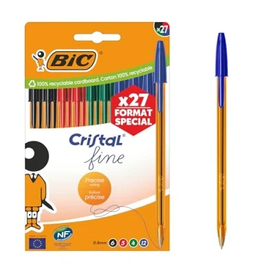 Imagen de BIC Cristal Fine Bolígrafos de Punta Fina (0,80 mm) Colores Tinta Surtidos, Caja Edición Especial 27