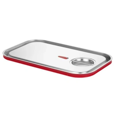 Imagen de HENDI Tapa para recipientes GN 1/1, con borde de silicona y válvula liberación vacío, cierre hermético, resistente a temperaturas 40 300C, 530x325mm, acero inoxidable