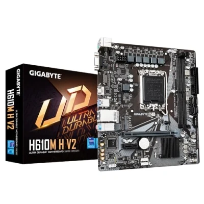 Imagen de Gigabyte Placa Base H610M H V2 Soporta CPU Intel Core 14ª, VRM Digital híbrido 4+1+1, DDR5 de hasta 5600 MHz, 1 PCIe 3.0 M.2, GbE LAN, USB 3.2 Gen