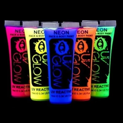 Imagen de Pintura Corporal y Facial 10ml UV GLOW Neón Fluorescente incandescente (10ml x5)