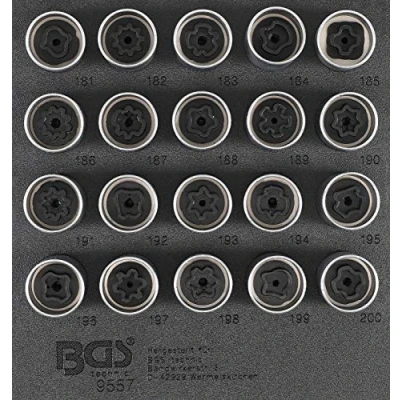 Imagen de BGS 9557 Bandeja para carro 1/6: Juego tuercas de ruedas Opel (tipo B) 20 piezas