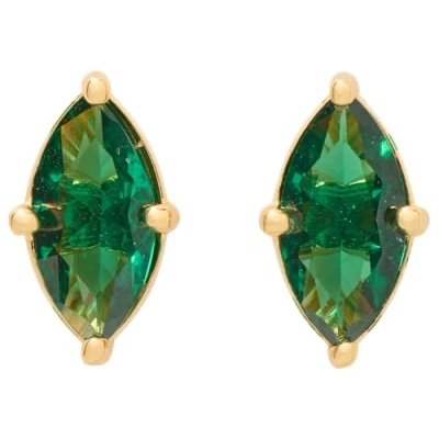 Imagen de Kate Spade New York Pendientes de botón Signature Solitarie, Esmeralda