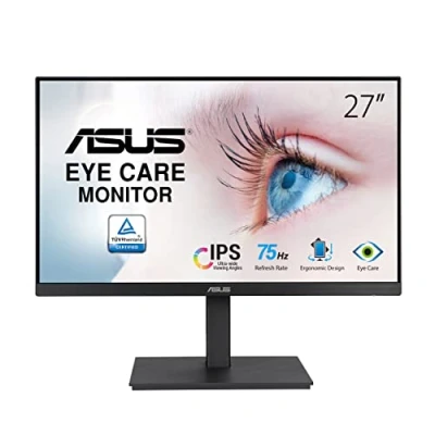 Imagen de ASUS VA27EQSB Monitor Eye Care (27 Pulgadas, Full HD, IPS, sin Marco, 75 Hz, Adaptive Sync, luz Azul de Baja Intensidad, antiparpadeo, diseño ergonómico, Puede montarse en la Pared)