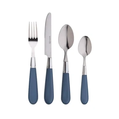 Imagen de RENBERG BRINNY GREY Set 24PCS Cubertería de Acero Inoxidable Incluye Cucharas, Tenedores, Cuchillos, y Cucharas Postre Mango Gris Uso Diario