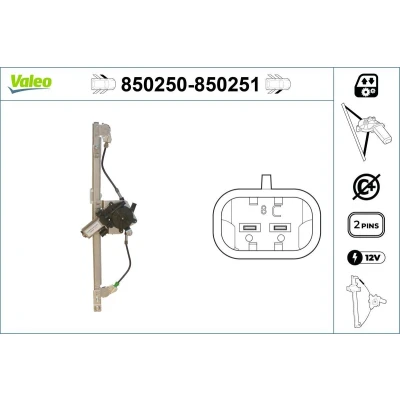 Imagen de Valeo Elevalunas Delante, izquierda eléctrico con electromotor sin función de confort 850250 MERCEDES BENZ: Clase A