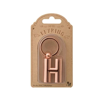 Imagen de if Llavero de metal con letra alfabeto personalizada color oro rosa H