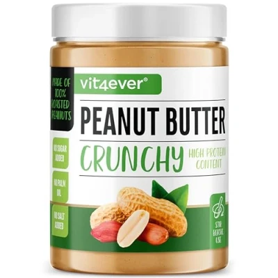 Imagen de Mantequilla de cacahuete Crujiente 1kg natural sin aditivos Alta en proteínas sal, aceite ni grasa palma añadidos Vegano