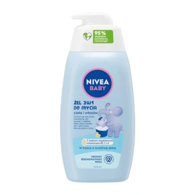 Imagen de NIVEA BABY Gel 2 en 1 para lavar el cuerpo y cabello, 500 ml con bomba