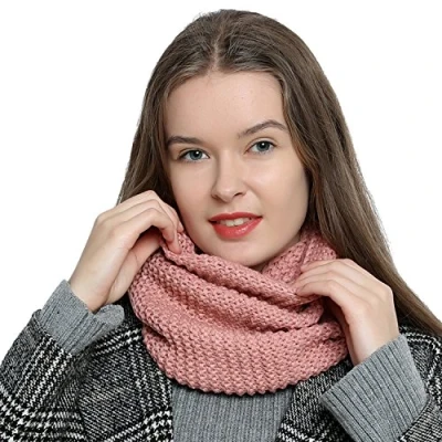 Imagen de DonDon Bufanda mujer de lana invierno Braga cuello diseño punto Negro