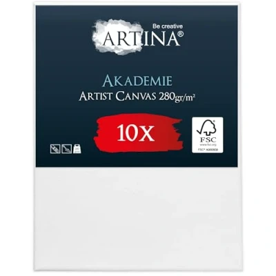 Imagen de Artina Set de 10 Lienzos para Pintar 40x50 cm 100% Algodón 280g/m² Lienzo Blanco con Bastidores Madera FSC® Canvas Tela Akademie