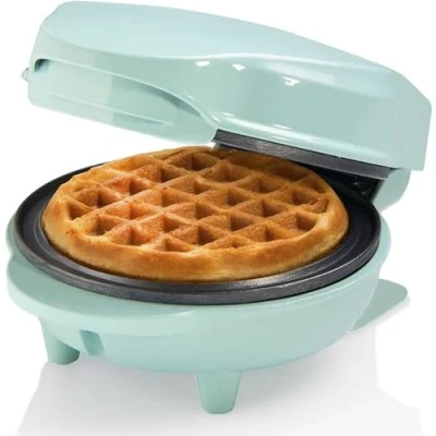 Imagen de Bestron Mini gofrera, Gofrera para gofres de pequeños, con antiadherente, cumpleaños infantiles, fiestas familiares, Pascua o Navidad, diseño retro, 550 W, color: Mente