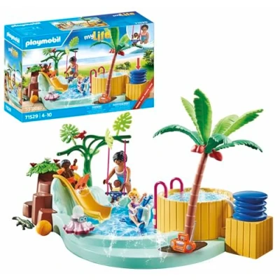 Imagen de PLAYMOBIL myLife Promo Pack 71529 Piscina Infantil con Hottub, diversión acuática, Incluyendo tobogán de Olas, balancín Muelle y Columpio para bebés, Juguetes niños a Partir 4 años