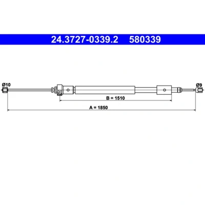 Imagen de ATE 24.3727 0339.2 Cable de Freno Mano 1850 PEUGEOT: Partner I Combispace, Furgón, CITROËN: Berlingo / First