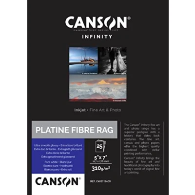 Imagen de Canson Infinity Rag Photographique Duo, Digital Art Reproduction, Ultra Suave, 220g, Hoja, A4 21x29,7cm, Blanco puro, 25 Hojas