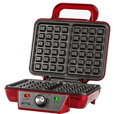 Imagen de Gadgy ® Gofrera Eléctrica Profesional Recubrimiento Anti Adherente Tamaño 23x16,8 para 2 Gofres 1000 Vatios Waffle Maker de Hierro Temperatura Ajustable e Indicador LED Mango Tacto Frío