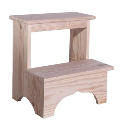Imagen de WELL HOME MOBILIARIO &amp; DECORACIÓN Taburete ESCALON fabricado en madera, acabado SIN barniz, 40x30x40 cm