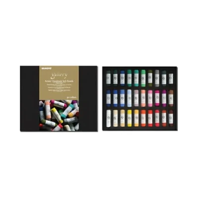 Imagen de Mungyo MPHM 30 Gallery Artists&#039; Handmade Soft Pastels, set de crayones pastel enrollados a mano calidad artística, textura suave
