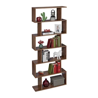 Imagen de Relaxdays Estantería Alta, 6 Baldas, Librería de Salón, 190,5 x 80 23 cm, Diseño Moderno, Oficina o Despacho, Marrón, Tablero Fibras