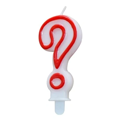 Imagen de ALGON Vela De Cumpleaños Interrogante Blanca Con Borde Rojo Diseño Colorido Y Festivo Perfecta Para Celebraciones