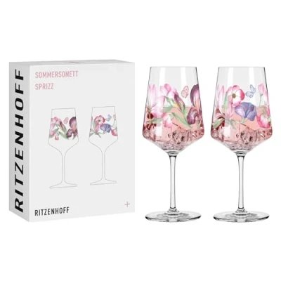 Imagen de Ritzenhoff 3461008 Vaso aperitivo 500 ml Juego de 2 Serie Sommersonett piezas, motivo hojas, flores Made in Germany