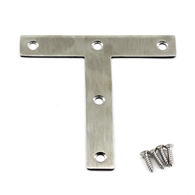 Imagen de (6 piezas) 120 x 2 mm. soportes de esquina conector angular (grosor mm) acero inoxidable en forma T con tornillos
