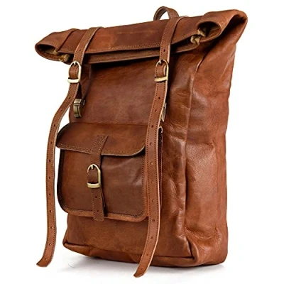 Imagen de Berliner Bags Mochila vintage Leeds de piel para bicicleta con compartimento portátil hombre y mujer