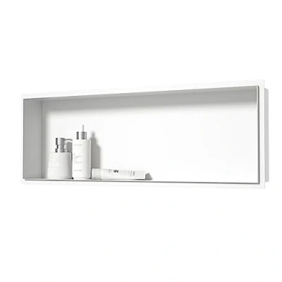 Imagen de Bernkot Nicho de pared acero inoxidable, 90 x 30 10 cm, sin bordes, no necesita azulejos, color blanco