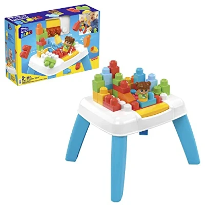 Imagen de MEGA Bloks Mesa construye y destruye Tabla de juego con 30 bloques construcción colores figura, saltan al presionar un botón, juguete +1 año (Mattel HHM99)
