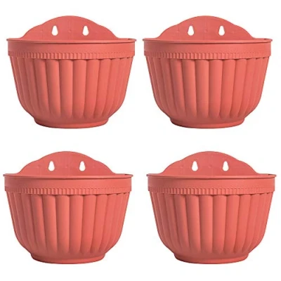 Imagen de Orimerc 4 Unidades Rojo ladrillo de Resina para Colgar en la Pared, Maceta Vertical jardín, Soporte Pared Ventana, Interiores y Exteriores, Cesta Flores, Hierbas