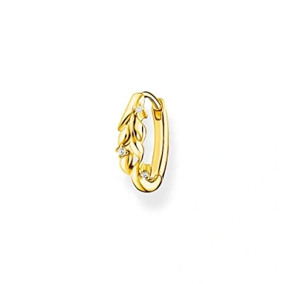 Imagen de THOMAS SABO Pendientes Hojas Criollas Simples con Piedras Plata Bañada en Oro CR681 414 14, Amarillo